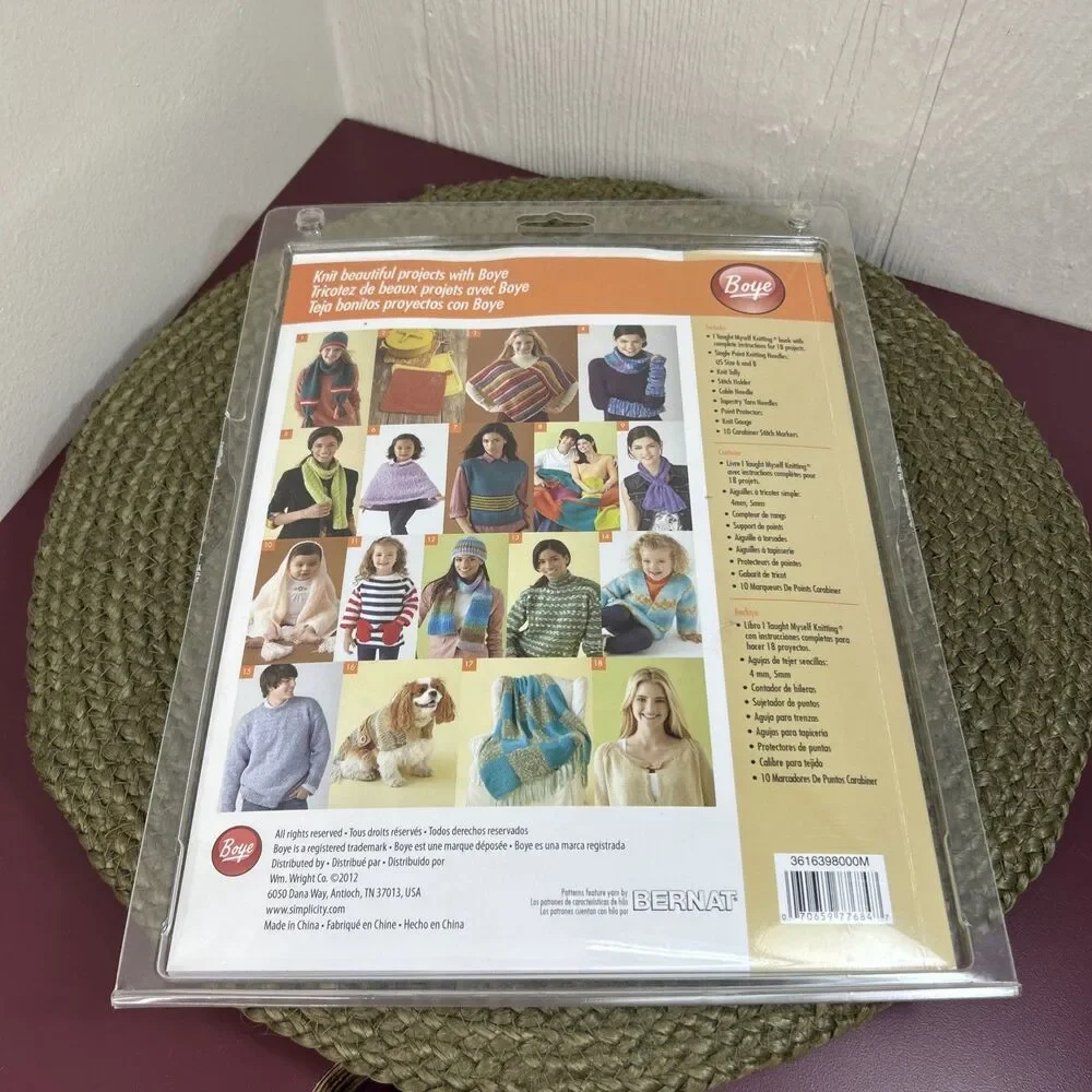 Boye Knit Kit I Taught Myself Knitting Book DVD Needles With Accessories